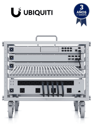 UBIQUITI U-RACK-6U-TL - Mini Rack abierto con ruedas, 6U, Patchpanel de 24 puertos Gigabit, Bloqueo de Ruedas, Capacidad de carga 35Kg, Toolless: Ensamble sin herramienta