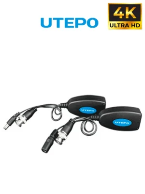 UTEPO UTP101PVHD12 - Par de transceptores 4K para video y energía, con entradas RJ45, 4K hasta 150m con CVI, 4MP y 2MP hasta 250m
