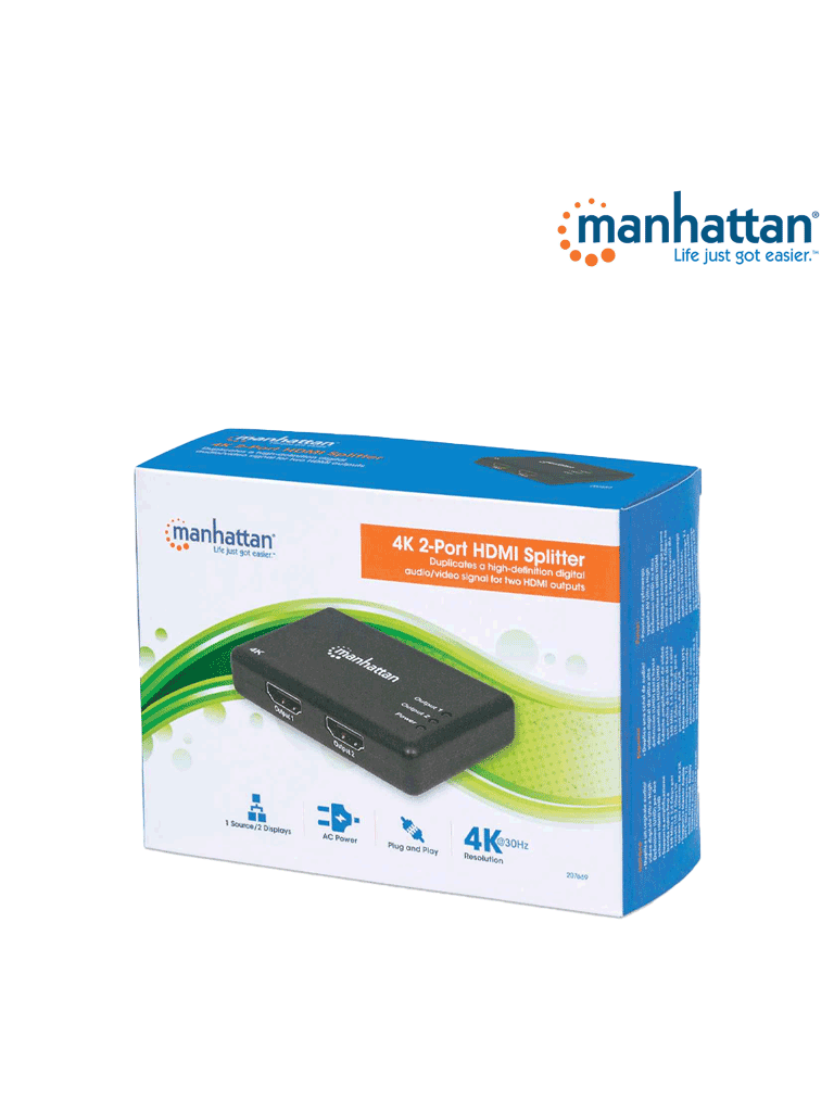 MANHATTAN 207669 - Video Splitter / HDMI / 4k@30Hz / 1 in:2 out, AC - Image 5