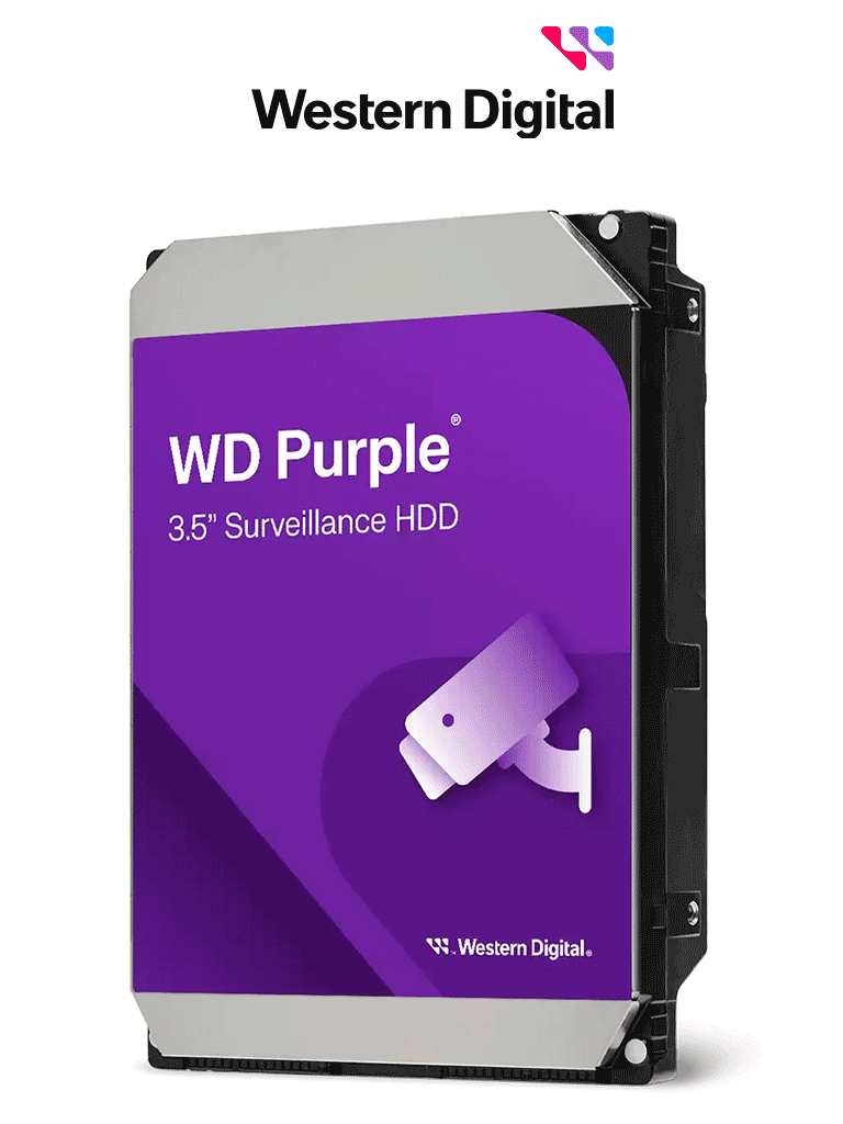 WESTERN DIGITAL WD102PURP - Disco Duro de 10TB Purple PRO/ Especial para Videovigilancia con IA/ Tecnología IA AllFrame/ Interface: Sata 6 Gb/s / Cache 512 M / Hasta 64 Cámaras/ 32 Secuencias de IA para Análisis de Aprendizaje Profundo
