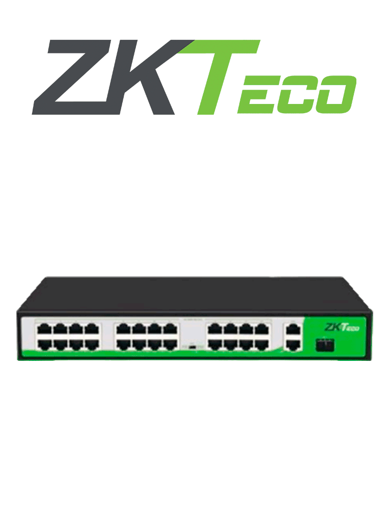 ZKTECO PE242300C - Switch de 24 Puertos Fast Ethernet PoE , Estándar AF - AT , 2 Puertos RJ45 10/100/1000M + 1 Puerto SFP*1000 , PoE+ hasta 30W por puerto , 250 mts sobre UTP CAT 6