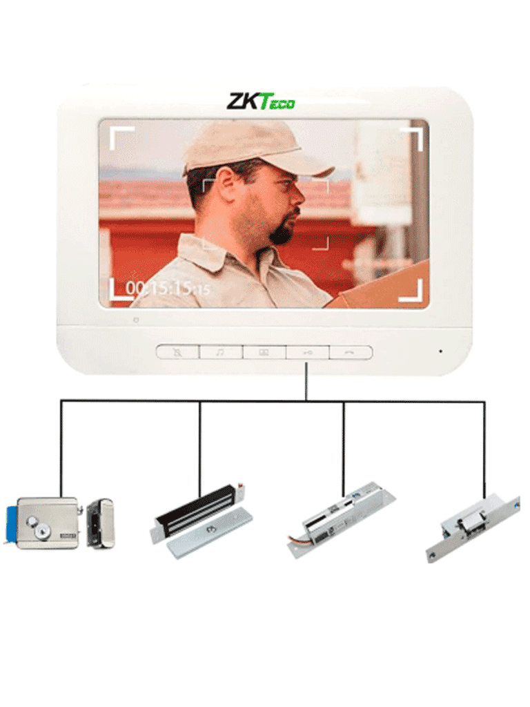 ZKTECO VDP03B3 Kit - Kit de Videoportero Analógico / Monitor de 7 Pulgadas / Frente de Calle con cámara de 1 MP / Angulo de Visión 87° / Conexión hasta 4 monitores - Image 5