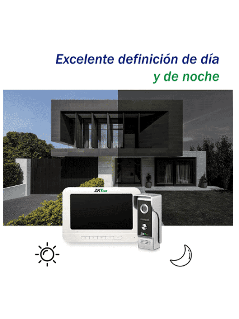 ZKTECO VDP03B3 Kit - Kit de Videoportero Analógico / Monitor de 7 Pulgadas / Frente de Calle con cámara de 1 MP / Angulo de Visión 87° / Conexión hasta 4 monitores - Image 7
