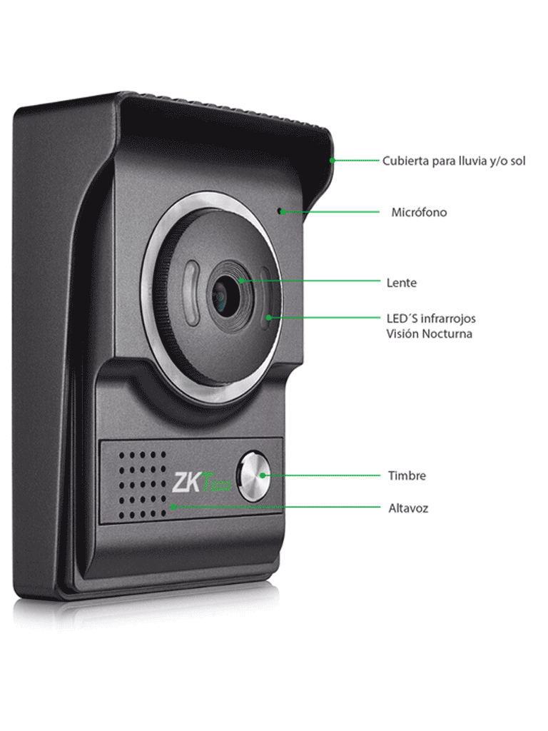 ZKTECO VDP04B4 Kit - Kit de Videoportero Analógico / Monitor de 4.3 Pulgadas / Frente de Calle con cámara de 1 MP / Ángulo de Visión 80° / Conexión hasta 4 monitores - Image 5