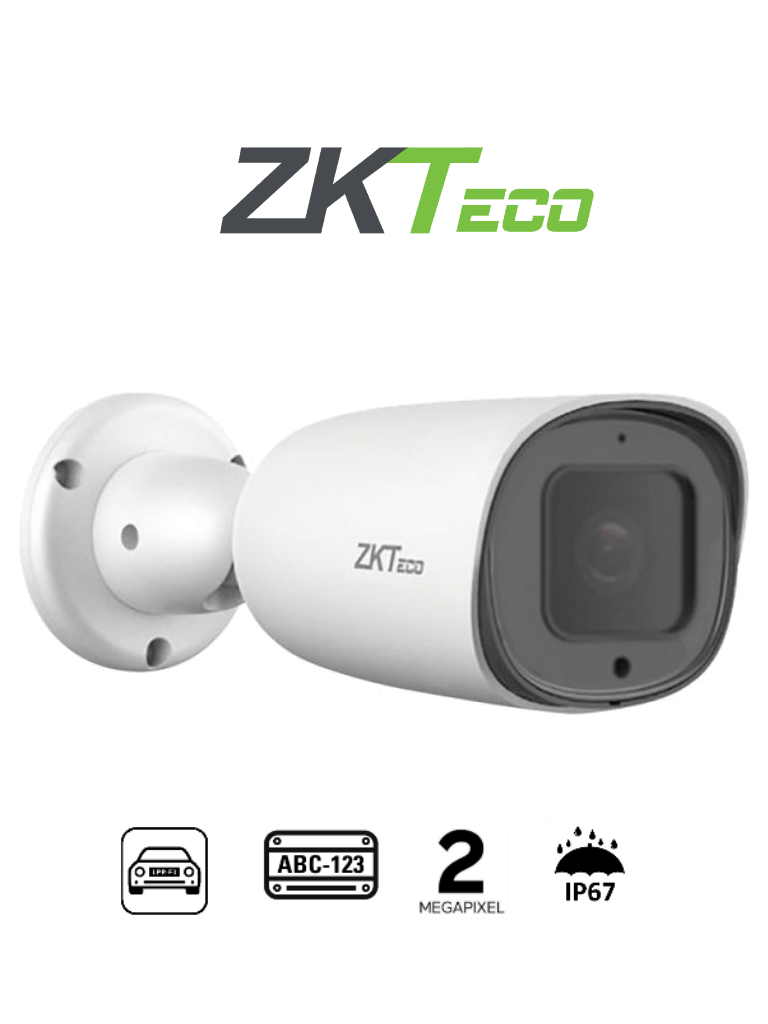ZKTECO BL852Q38ALP - Cámara IP Bullet para reconocimiento de placas / Software LPR integrado / Lente Motorizado / Resolución 2MP / POE / IP67 / Audio / Alarma / Ranura para tarjeta SD