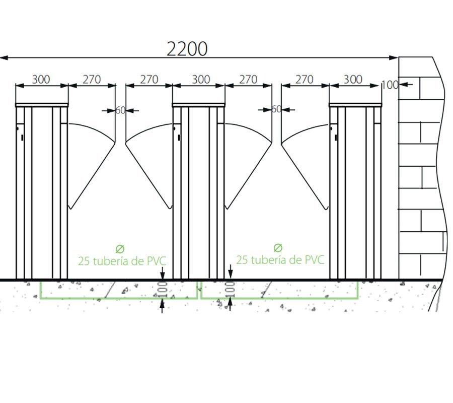 ZKTECO FBL5222 - Barrera Peatonal Central / Acero SUS304 y Cristal Templado / Aleta de Acrílico / Carril 60 cm / Exterior Protegido / 30 a 40 Personas X Min / 2 Millones de Ciclos / Incluye Panel INBIO260 PULL y FR1200 ID - Image 3