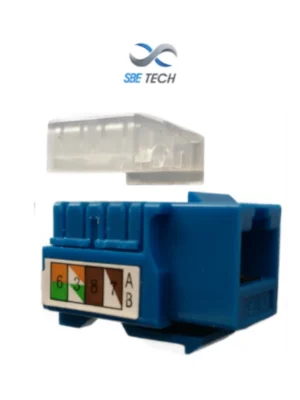 SBE TECH JACKC6BL- Módulo jack keystone RJ45, 8 hilos, CAT 6, compatible con calibres AWG 22-26, color azul