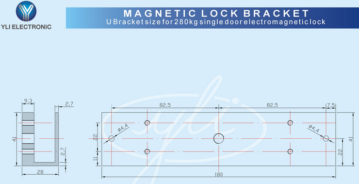 YLI MBK280UL - Soporte de Fijación tipo U para Puerta de Vidrio sin Marco / Compatible con Cerradura Magnética YM280NLED - Image 3