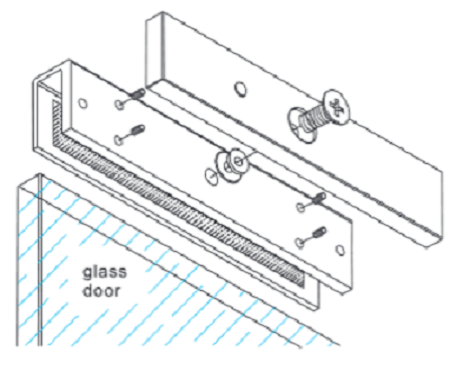 YLI MBK280UL - Soporte de Fijación tipo U para Puerta de Vidrio sin Marco / Compatible con Cerradura Magnética YM280NLED - Image 6