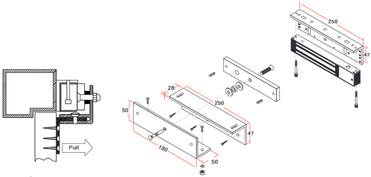 YLI MBK70Z - Soporte de Fijación tipo Z / Compatible con Cerradura Magnética YM60 - Image 2
